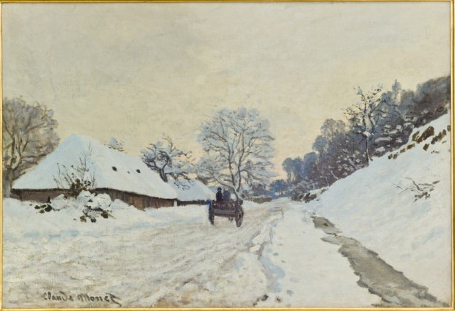 Claude Monet, La Charrette. Route sous la neige à Honfleur, vers 1867, huile sur toile