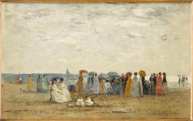 Eugène Boudin, Baigneurs sur la plage de Trouville, 1869, huile sur bois